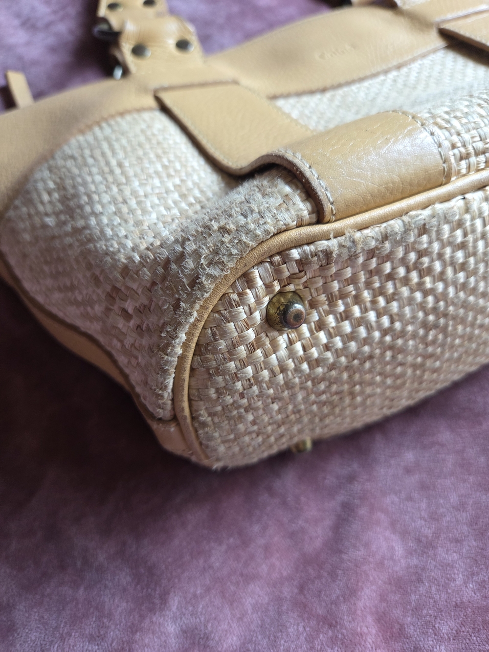 Chloe Basket Bag Straw Raffia Tote / Shoulder Bag - Picture 11 of 13